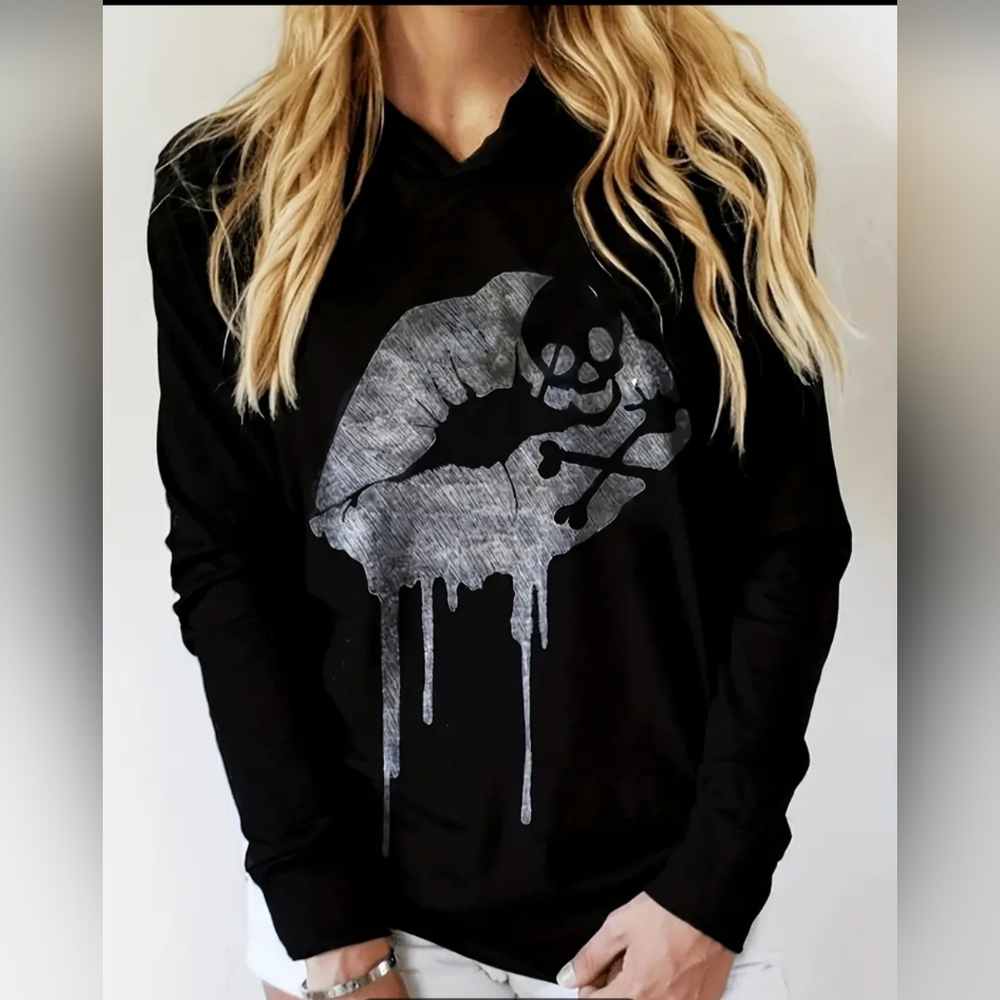 NIP Kiss Of Death Lips Skull Hoodie